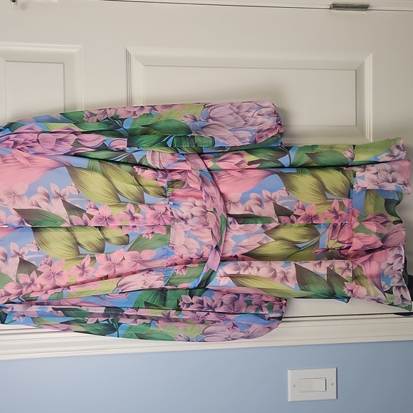 Alex Marie Sheer Long Sleeve Faux Wrap V-neck Ruffled Dress: Wisteria: Size- 14 - Picture 9 of 14